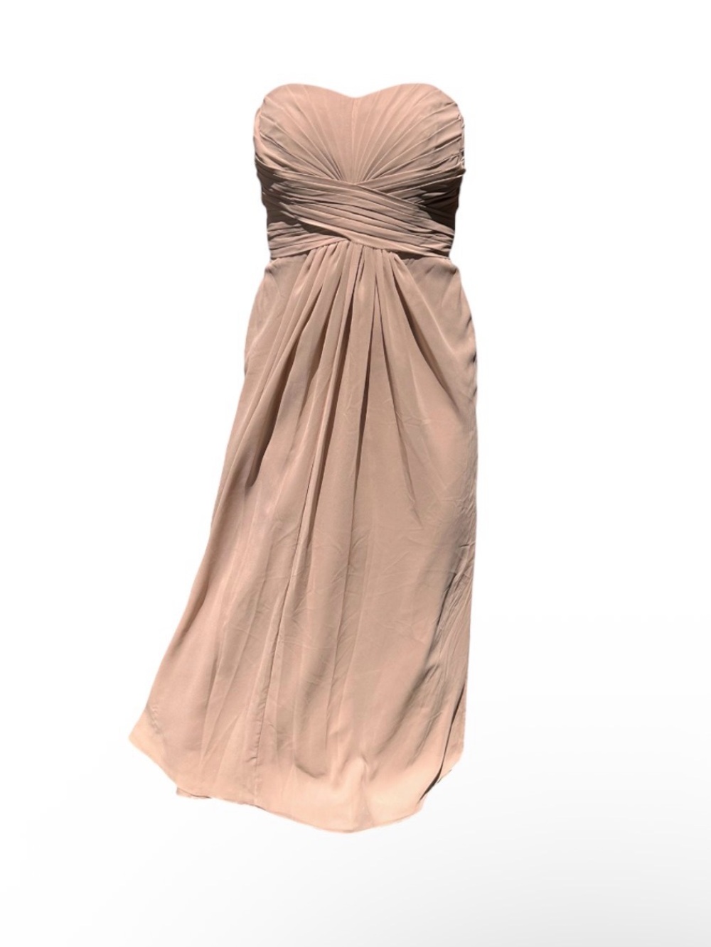 David's Bridal Strapless Dusty Blush Gown